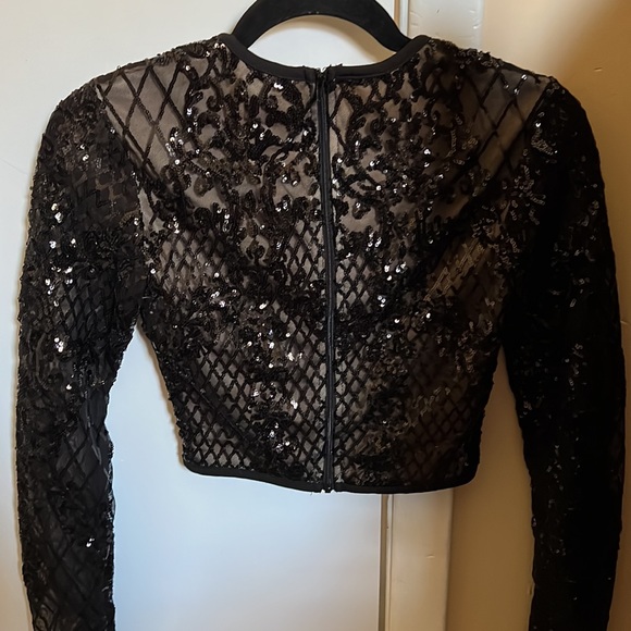 Long sleeve sequin crop top - Picture 2 of 2